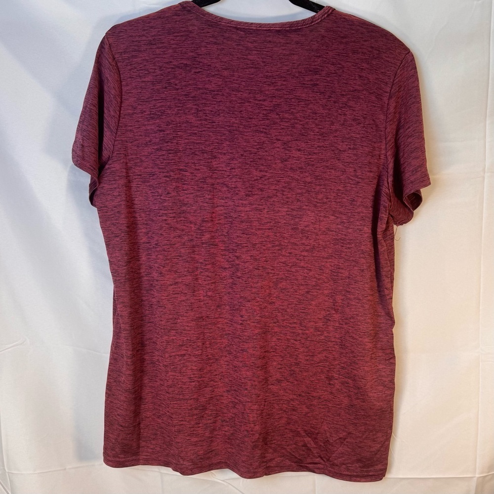 Real Essentials Burgundy Heathered Activewear Top Relaxed T-Shirt Size XL - Picture 2 of 5